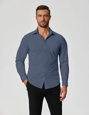 COOFANDY Stretch Mens Dress Shirts Wrinkle Free Long Sleeve Dress Shirt Muscle Fit Button Down Shirt