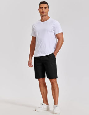 COOFANDY Mens Casual Shorts Cotton Elastic Waist Shorts Drawstring Summer Beach Shorts