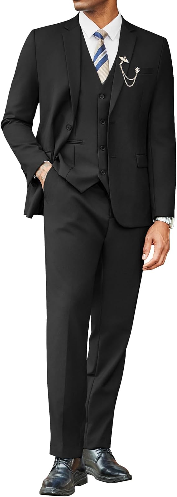 COOFANDY Men's 3 Pieces Suits Classic Fit 2 Buttons Dress Suit Set Wedding Business Dinner Prom Jacket Vest Pants