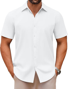 COOFANDY Men's Casual Button Down Shirts Short Sleeve Summer Untucked Dress Shirts