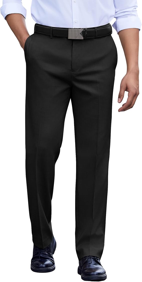 COOFANDY Men's Classic Fit Dress Pants Flat Front Straight Casual Pant Expandable Waist Suit Pant