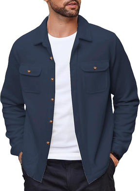 COOFANDY Men's Polar Fleece Shacket Long Sleeve Casual Button Down Shirt Jacket with Pockets