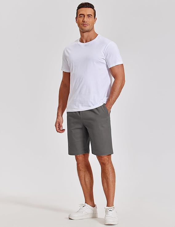 COOFANDY Mens Casual Shorts Cotton Elastic Waist Shorts Drawstring Summer Beach Shorts