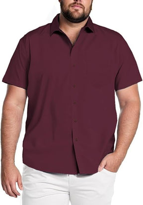 COOFANDY Big & Tall Dress Shirts for Men Short Sleeve Button Down Casual Shirts