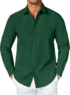 COOFANDY Men's Button Down Long Sleeve Shirt Casual Untucked Dress Shirt Regular Fit Wedding Shirts