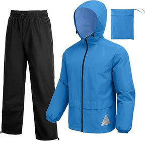 COOFANDY Men's Rain Suit 2 Piece Waterproof Breathable Rain Gear Lightweight Rain Jacket Pants Rainwear Suit S-XXL