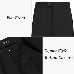 COOFANDY Men's Classic Fit Flat Front Dress Pants No Iron Premium Casual Pants Expandable Waist Suit Pants