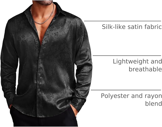 COOFANDY Men's Saint Patrick's Day Green Long Sleeve Dress Shirt for Bar Crawl Party Prom Dance