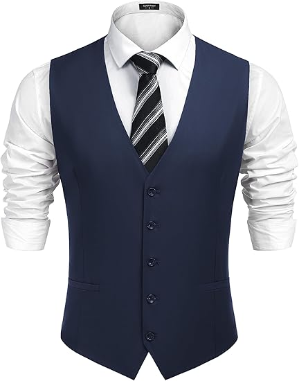 COOFANDY Men's Business Suit Vest Casual Dress Vest Slim Fit Formal Waistcoat