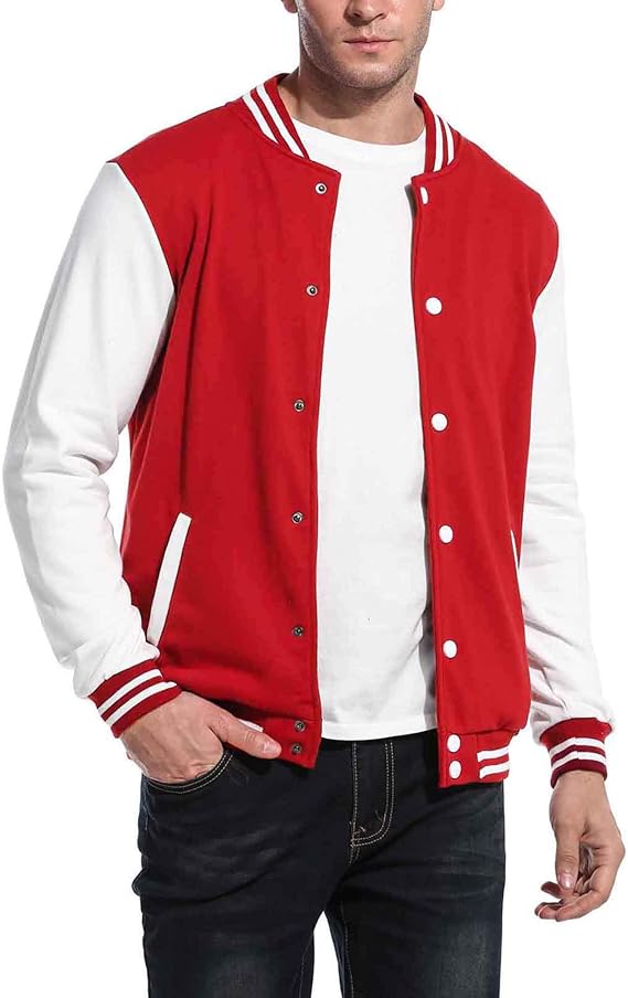 COOFANDY Men's Fashion Varsity Jacket Causal Slim Fit Cotton Letterman Baseball Bomber Jackets M-L