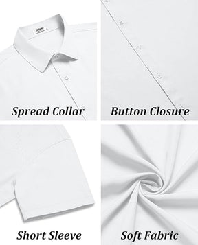COOFANDY Men's Casual Button Down Shirts Short Sleeve Summer Untucked Dress Shirts