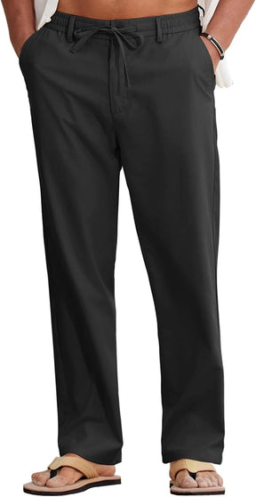 COOFANDY Mens Linen Pants Casual Drawstring Summer Beach Pants Lightweight Cotton Linen Dress Trousers