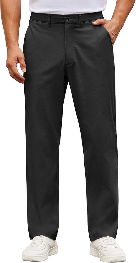 COOFANDY Mens Casual Pants Cotton Classic Fit Stretch Chino Pant Khaki Lightweight Work Dress Slacks
