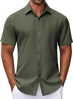 COOFANDY Mens Dress Shirts Button Down Short Sleeve Shirt Summer Shirts Business Casual Wedding Shirt