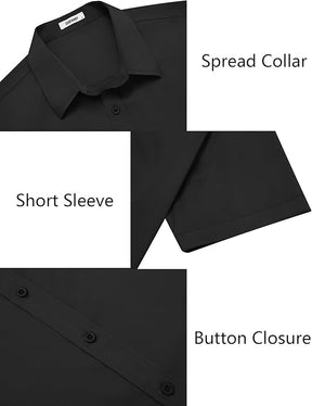COOFANDY Mens Button Down Shirts Short Sleeve Casual Shirt Wrinkle Free Solid Stretch Dress Shirt for Men