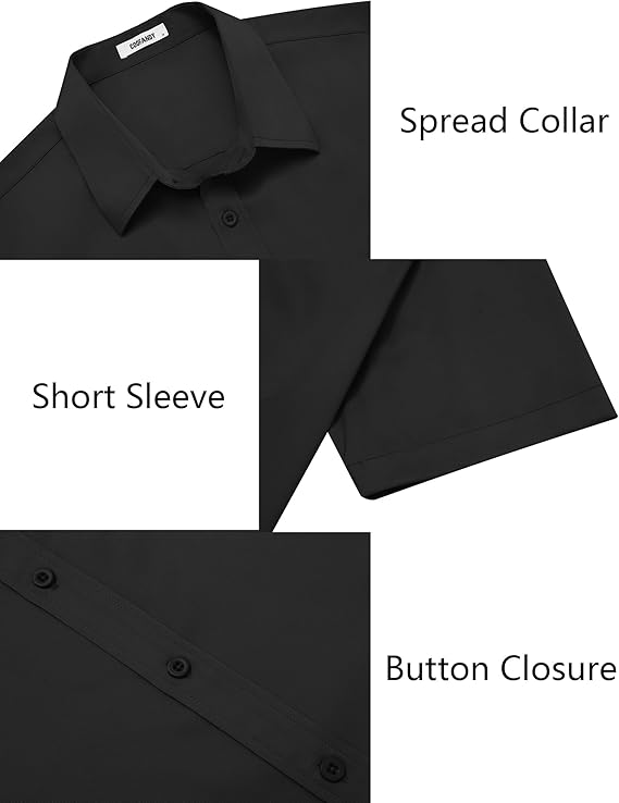 COOFANDY Mens Button Down Shirts Short Sleeve Casual Shirt Wrinkle Free Solid Stretch Dress Shirt for Men