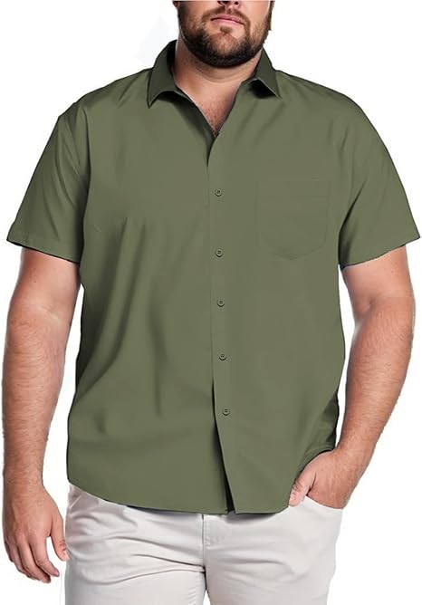 COOFANDY Big & Tall Dress Shirts for Men Short Sleeve Button Down Casual Shirts