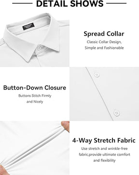 COOFANDY Men's Muscle Fit Dress Shirts Wrinkle Free Long Sleeve Button Down Shirt Stretch Business Shirt