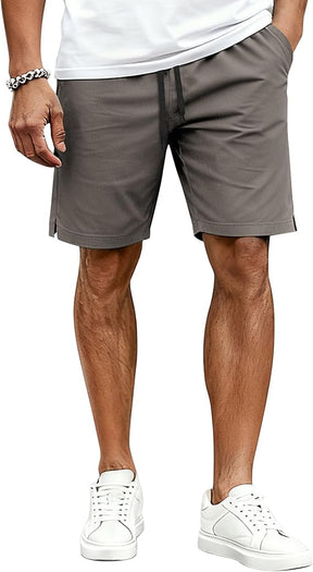 COOFANDY Mens Casual Shorts Cotton Drawstring Elastic Waist Stretch Chino Golf Shorts Summer Beach Shorts
