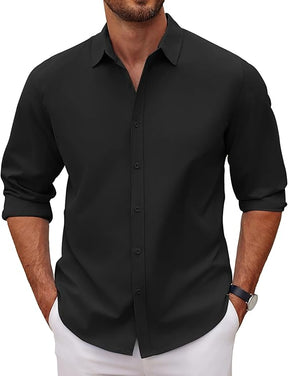 COOFANDY Men's Long Sleeve Button Down Shirts Casual Untucked Dress Shirt Beach Wedding Shirts