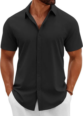 COOFANDY Men's Button Down Shirts Short Sleeve Casual Summer Beach Shirts Vacation Wedding Shirts