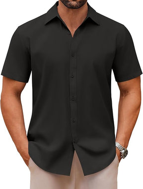 COOFANDY Men's Casual Button Down Shirts Short Sleeve Summer Untucked Dress Shirts