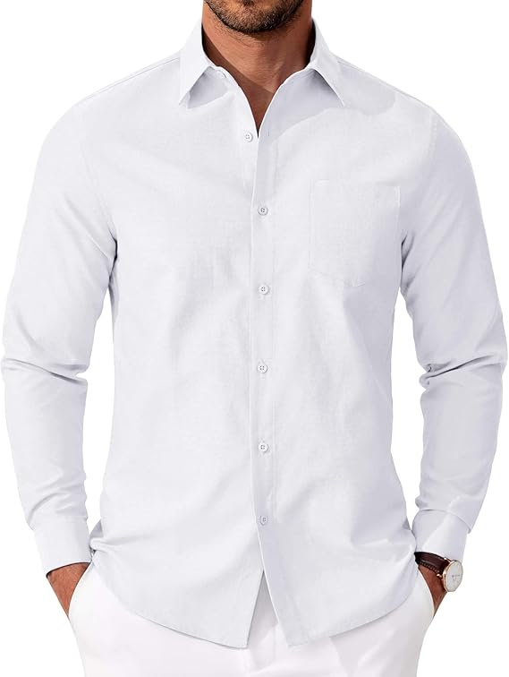 COOFANDY Mens Oxford Shirt Long Sleeve Casual Button Down Shirts Soild Dress Shirts with Pocket