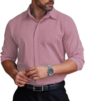 COOFANDY Men's Formal Dress Shirt Hidden Button Front Wrinkle Free Shirt Regular Fit Stretch Business Casual Shirts S-XXXL