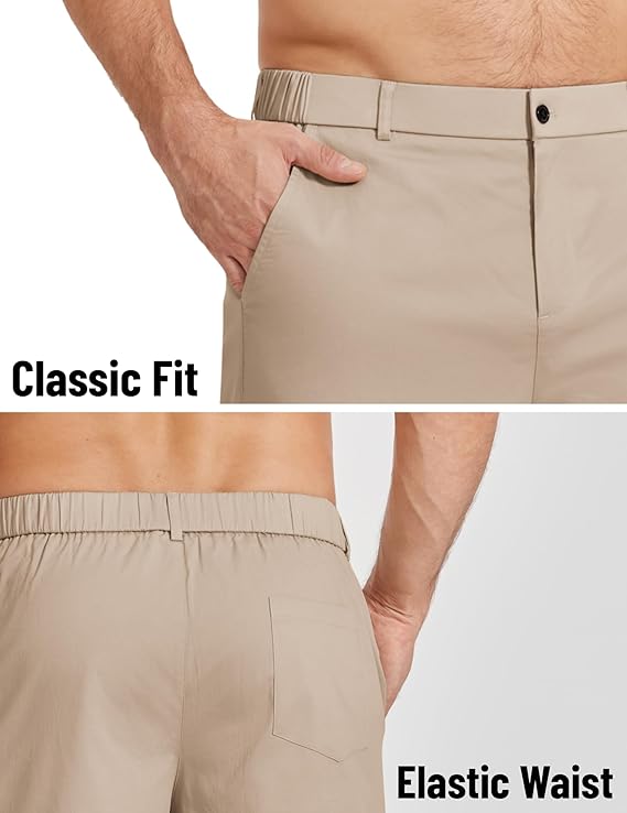 COOFANDY Mens Casual Shorts Classic Fit Chino Dress Shorts Lighweight Stretch Flat Front Golf Shorts with Pockets
