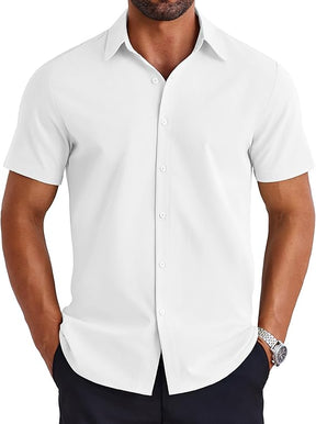 COOFANDY Mens Dress Shirts Short Sleeve Lightweight Wrinkle Free Untucked Button Down Shirt