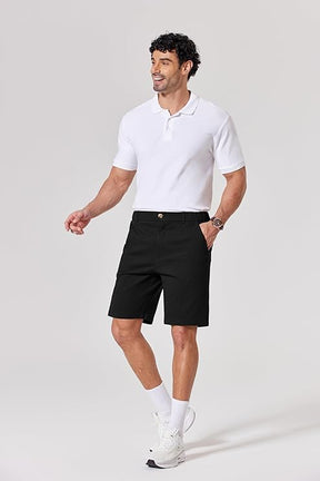 COOFANDY Men's Casual Shorts Classic-Fit 9" Chino Shorts Cotton Stretch Golf Short with 4 Pockets