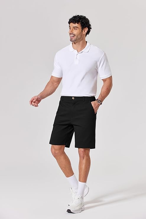 COOFANDY Men's Casual Shorts Classic-Fit 9" Chino Shorts Cotton Stretch Golf Short with 4 Pockets