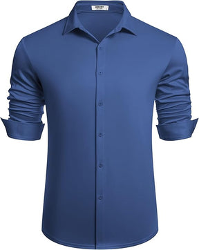 COOFANDY Men's Long Sleeve Wrinkle Free Shirts Button Down Casual Stretch Dress Shirt Royal Blue XL