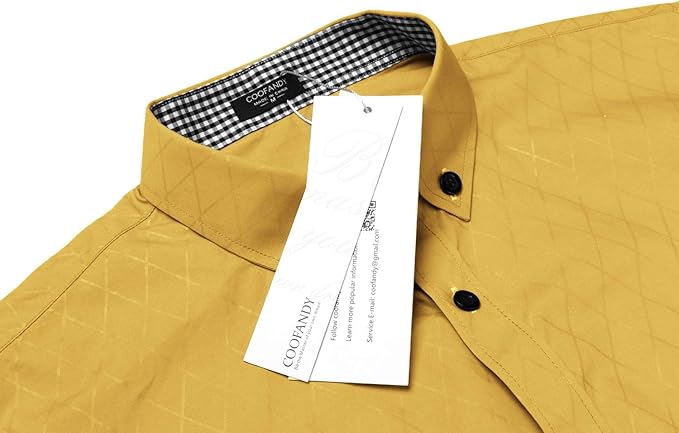 COOFANDY Men's Long Sleeve Wrinkle Free Dress Shirts Inner Contrast Business Casual Button Down Shirt
