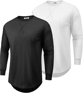 COOFANDY 2 pack Cotton Long Sleeve T Shirts Gym Shirts