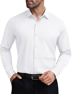 COOFANDY Mens Dress Shirts Long Sleeve 4-Way Stretch Wrinkle Free Shirts Button Down Business Formal Shirts S-XXXL