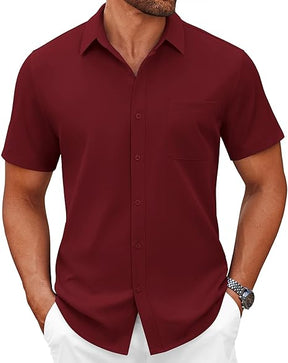 COOFANDY Mens Short Sleeve Button Down Shirts Casual Dress Shirts for Men Summer Untucked Shirts with Pocket