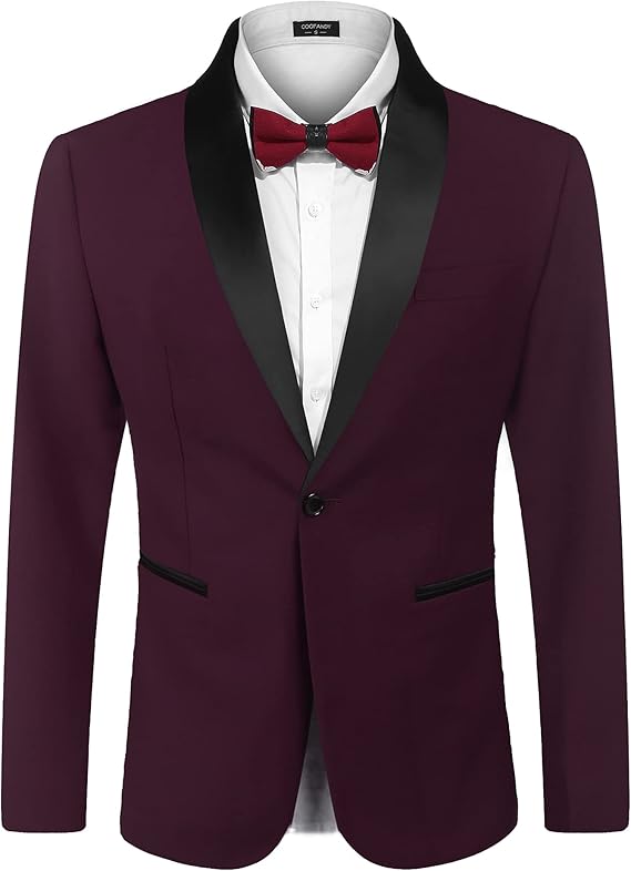 COOFANDY Men's Tuxedo Jacket One Button Dress Suit Blazer Jacket for Wedding Dinner Prom Party