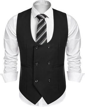 COOFANDY Men's Suit Vest Slim Fit Double Breasted Dress Vest Casual Business Formal Waistcoat