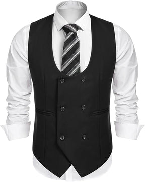 COOFANDY Men's Suit Vest Slim Fit Double Breasted Dress Vest Casual Business Formal Waistcoat
