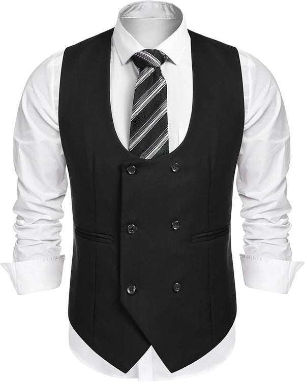 COOFANDY Men's Suit Vest Slim Fit Double Breasted Dress Vest Casual Business Formal Waistcoat