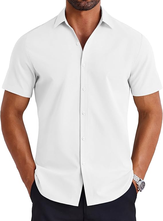 COOFANDY Mens Button Down Shirts Short Sleeve Casual Shirt Summer Untucked Dress Shirts