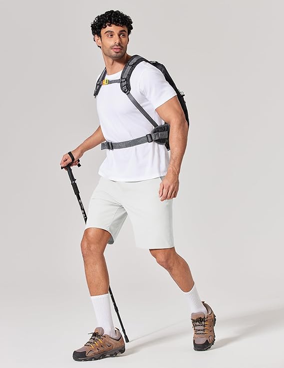 COOFANDY Mens Hybrid Casual Golf Shorts 9" Stretch Lightweight Quick Dry Summer Hiking Travel Shorts with Zipper Pockets