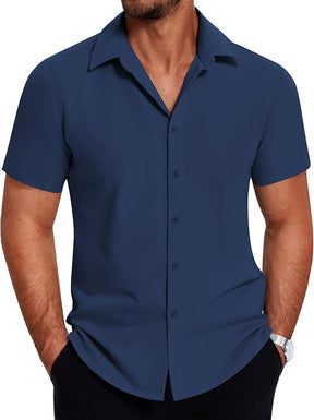 COOFANDY Mens Dress Shirts Short Sleeve Lightweight Wrinkle Free Untucked Button Down Shirt