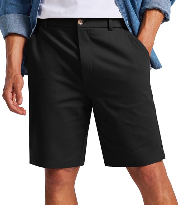 COOFANDY Men's Casual Shorts Classic-Fit 9" Chino Shorts Cotton Stretch Golf Short with 4 Pockets