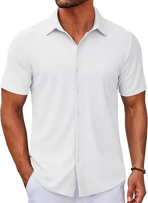 COOFANDY Men's Casual Button Down Short Sleeve Shirts Untucked Wrinkle Free Shirt Stretch Dress Shirts