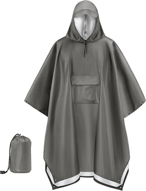 COOFANDY Rain Poncho for Adults with Hood Pockets Reusable Waterproof Packable Rain Coat Jacket Travel Hiking Emergency