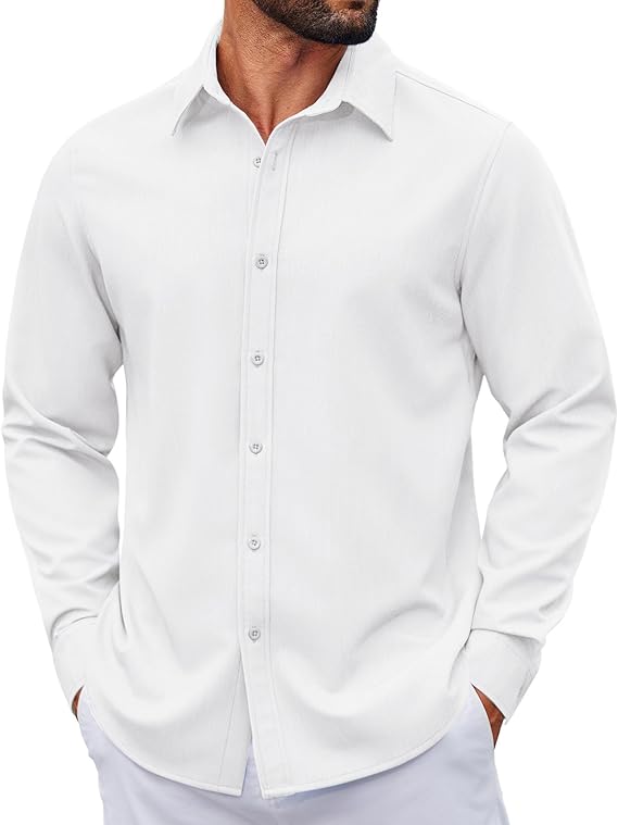 COOFANDY Men's Casual Button Down Long Sleeve Untucked Denim Dress Shirt