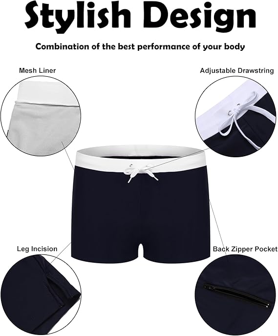 COOFANDY Men's Square Leg Swim Briefs Tight Swim Trunks Swimsuit Athletic Bathing Suit Swimwear with Liner