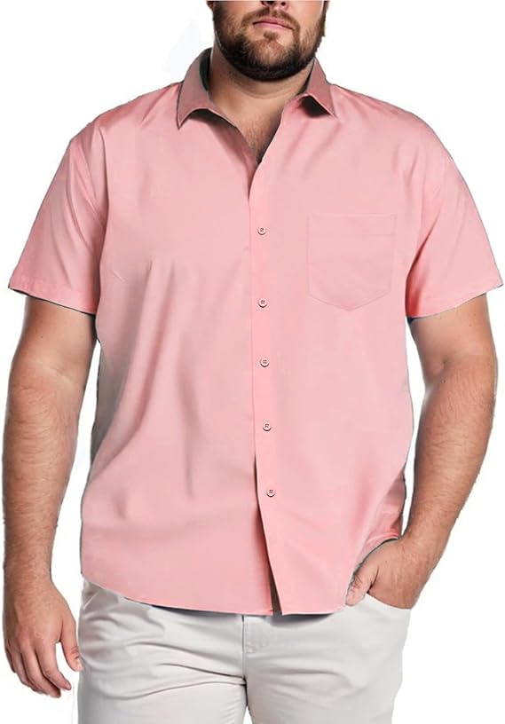 COOFANDY Big & Tall Dress Shirts for Men Short Sleeve Button Down Casual Shirts